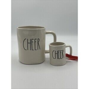 Rae Dunn Christmas CHEER Mug & Mini Ornament Set Holiday Coffee Cup Gift